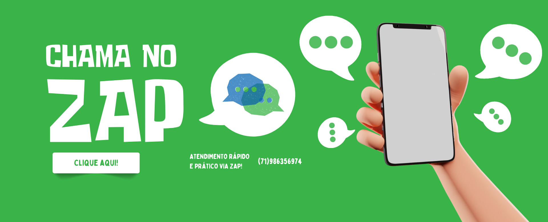 Banner de site para atendimento via zap